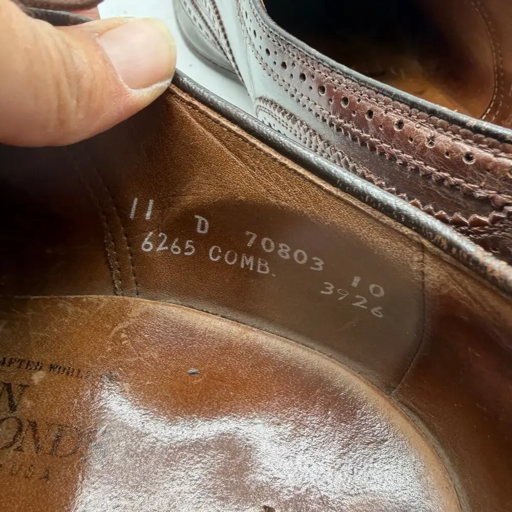 Allen Edmonds McAllister Shoes Men’s 11 D Brown Wingtip Leather Dress